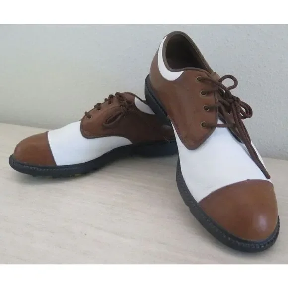 Nike 192049 221 Women's Sz 5.5 Brown/White Leather Classic Golf Shoes - Picture 4 of 10